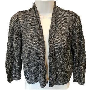 Eileen fisher sz M linen metallic blend black whimsigoth classy layering sweater